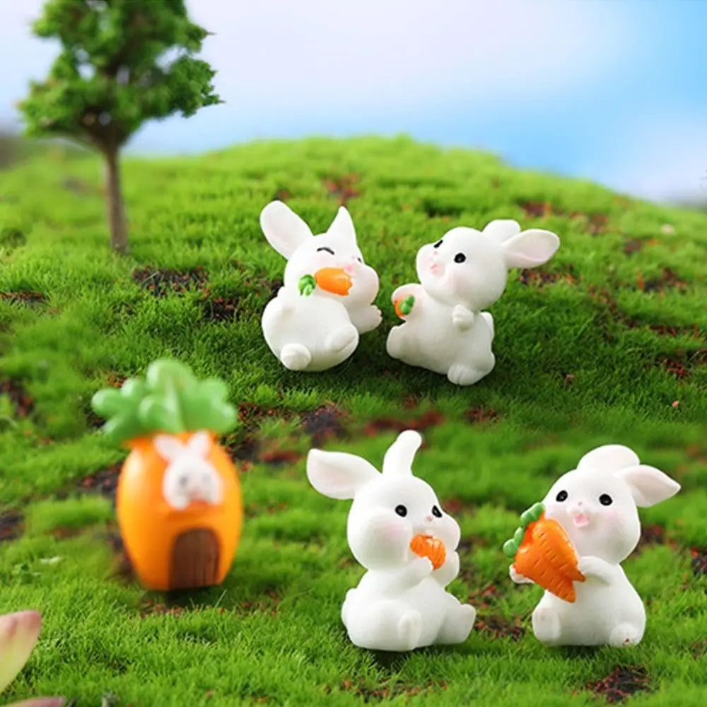 Handmade Resin Carrot Rabbit Figurines