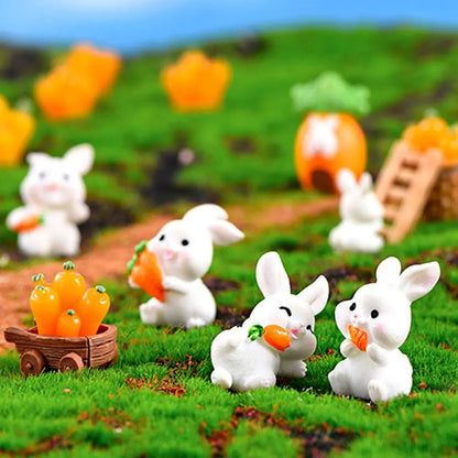 Handmade Resin Carrot Rabbit Figurines