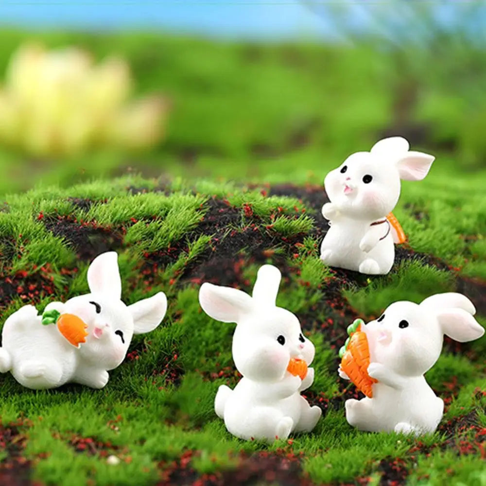 Handmade Resin Carrot Rabbit Figurines