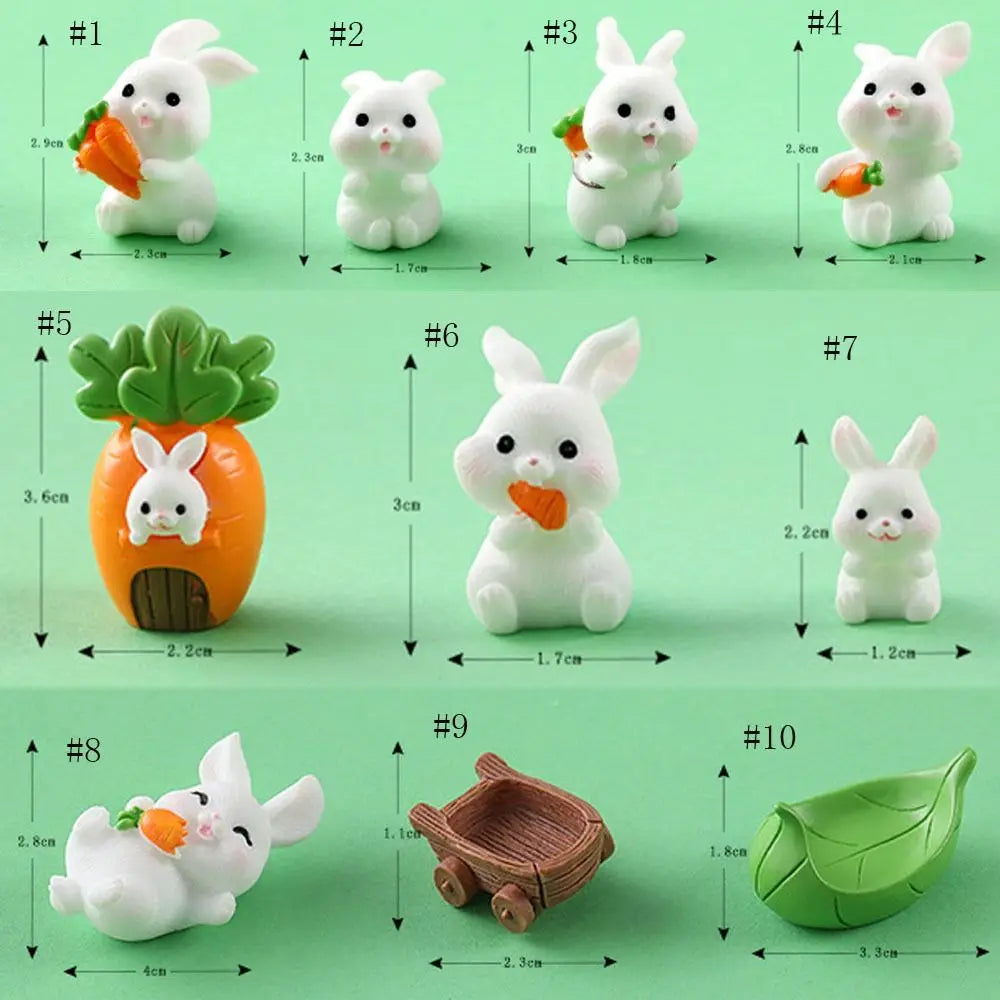 Handmade Resin Carrot Rabbit Figurines