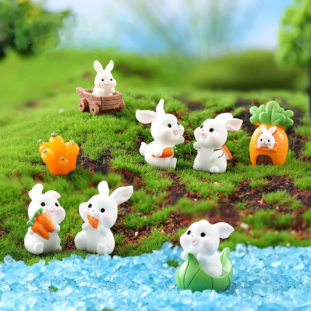 Handmade Resin Carrot Rabbit Figurines