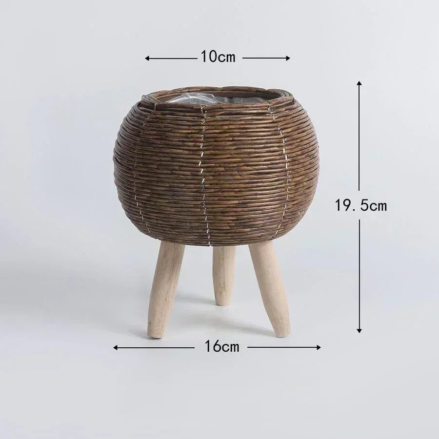 Handmade Vintage Bamboo Rattan Planter