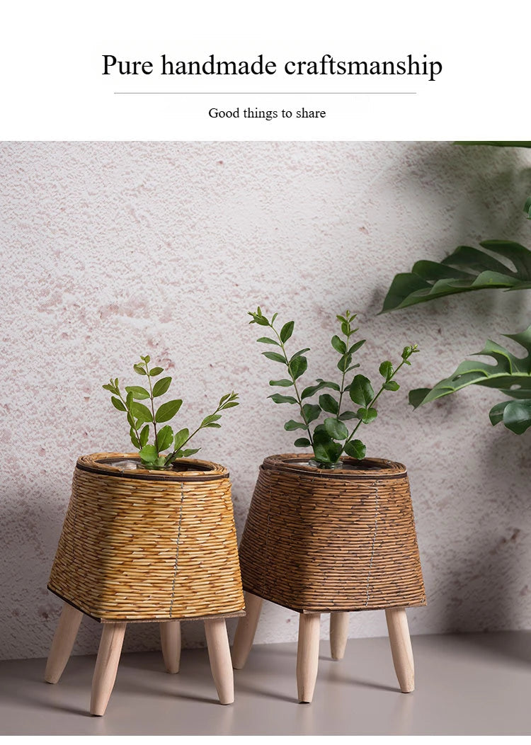 Handmade Vintage Bamboo Rattan Planter