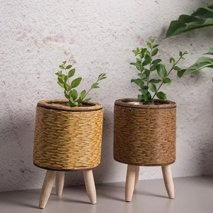 Handmade Vintage Bamboo Rattan Planter