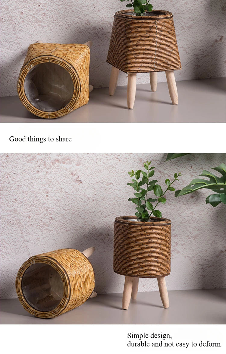 Handmade Vintage Bamboo Rattan Planter