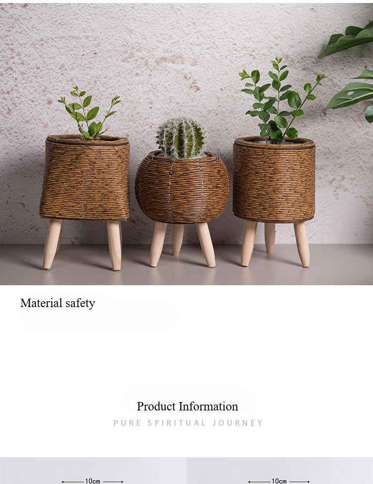 Handmade Vintage Bamboo Rattan Planter