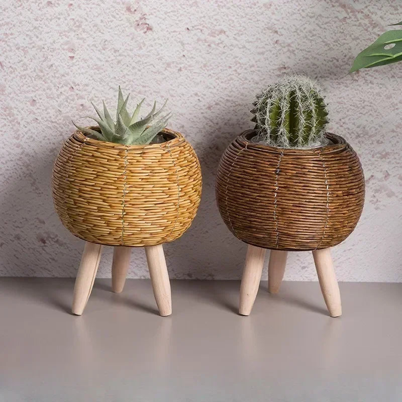 Handmade Vintage Bamboo Rattan Planter