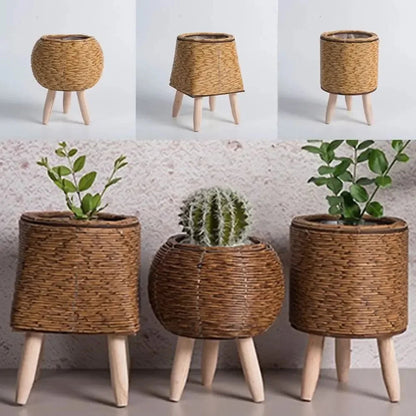 Handmade Vintage Bamboo Rattan Planter