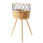 Handwoven Wooden Plant Basket Stand