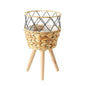 Handwoven Wooden Plant Basket Stand