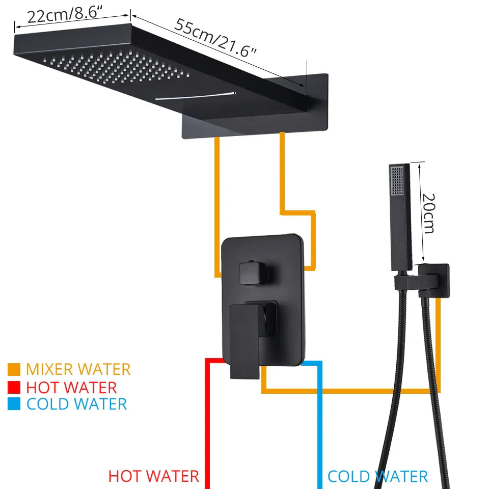 DecorBites™ Brass Shower Faucet Set with Handshower and Mixer Valve