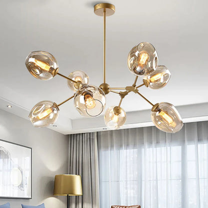 DecorBites™ Glass Chandelier: Nordic LED Pendant Lighting for Home Decor & Restaurant Dining