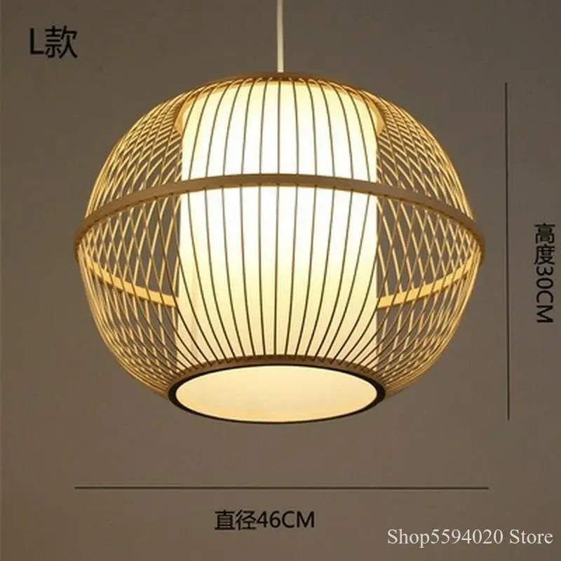DecorBites™ Japanese Bamboo Chandelier Lights for Bedroom Living Room Tea Room Zen Lamps