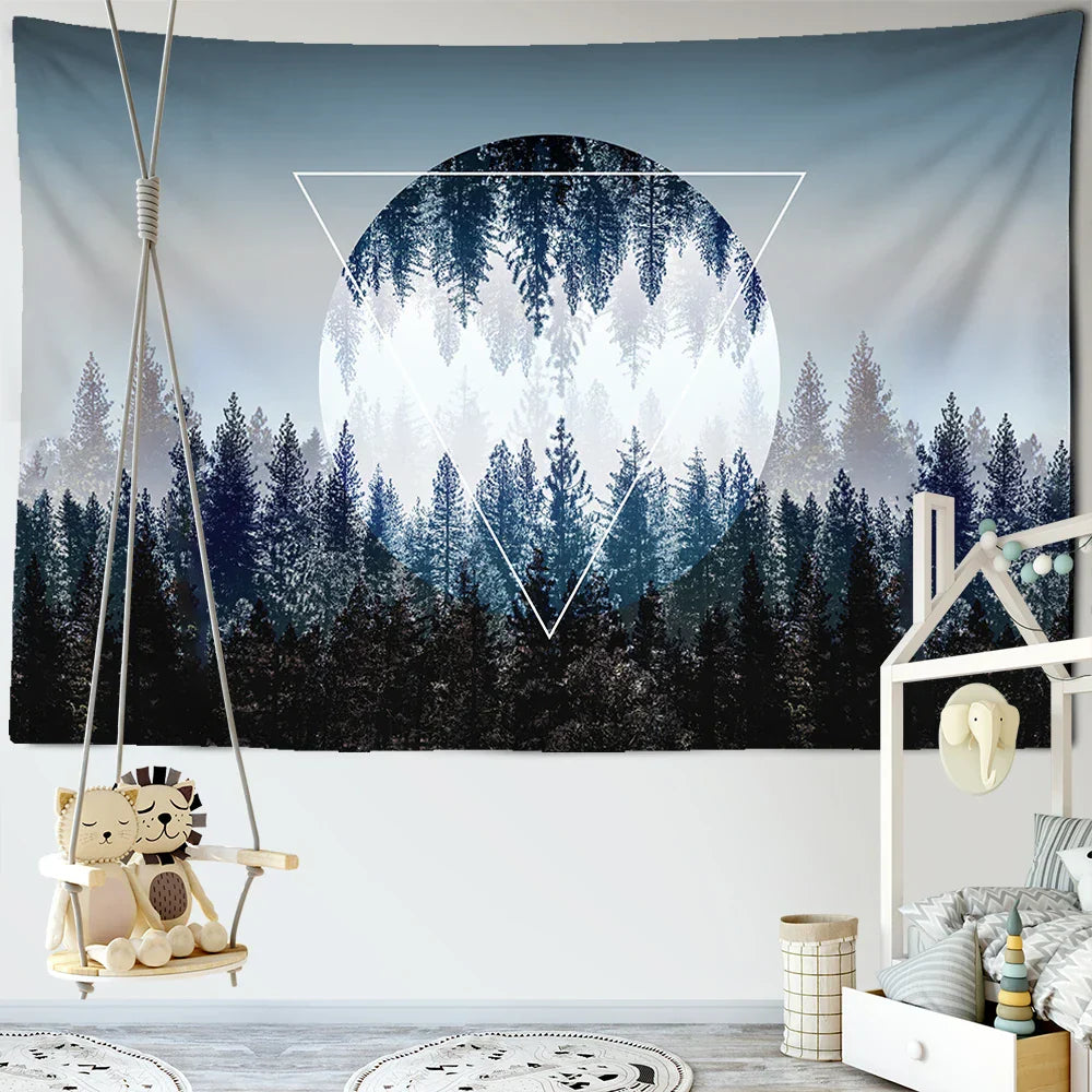 Decobites Foggy Forest Tree Tapestry Living Room Decor