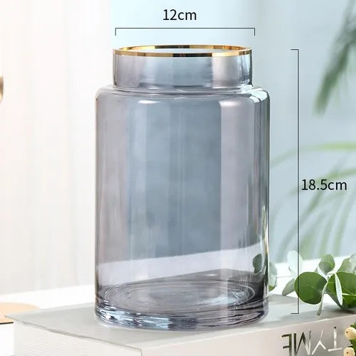 DecorBites™ Gold Glass Vase Hydroponic Plant Flowers Living Room Dining Table Decor