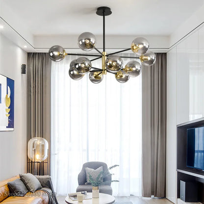 Lámpara de araña LED con bola de cristal DecorBites™ - Luminarias modernas para interiores, ideales para sala de estar y dormitorio.