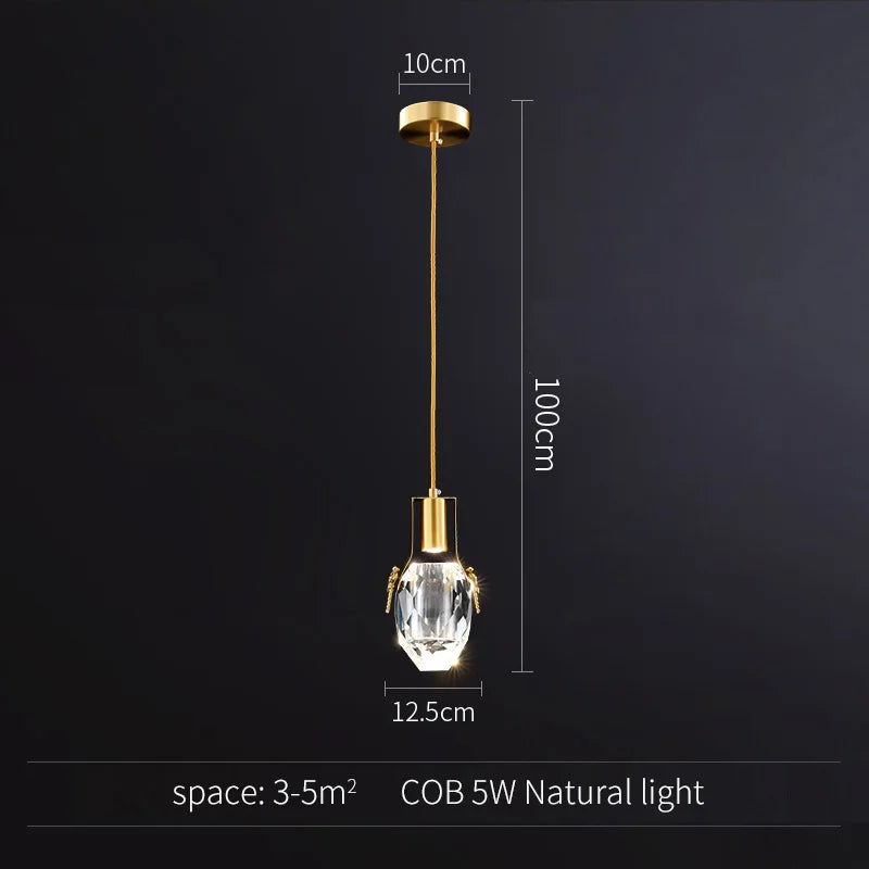 DecorBites™ Gold Crystal Pendant Light Chandelier for Living Room Kitchen LED Art Deco