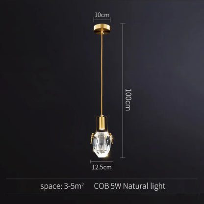 DecorBites™ Gold Crystal Pendant Light Chandelier for Living Room Kitchen LED Art Deco