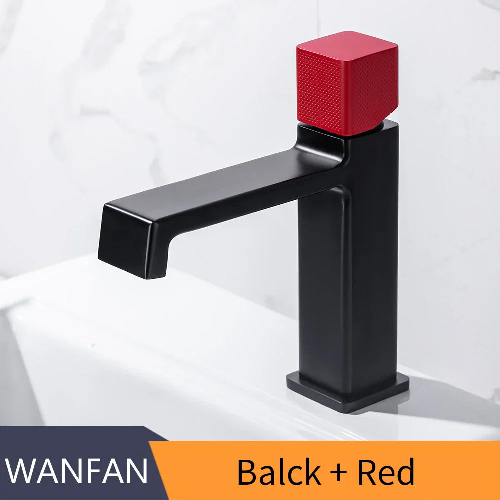 DecorBites™ Black Brass Basin Faucet Hot Cold Water Mixer Chrome Finish