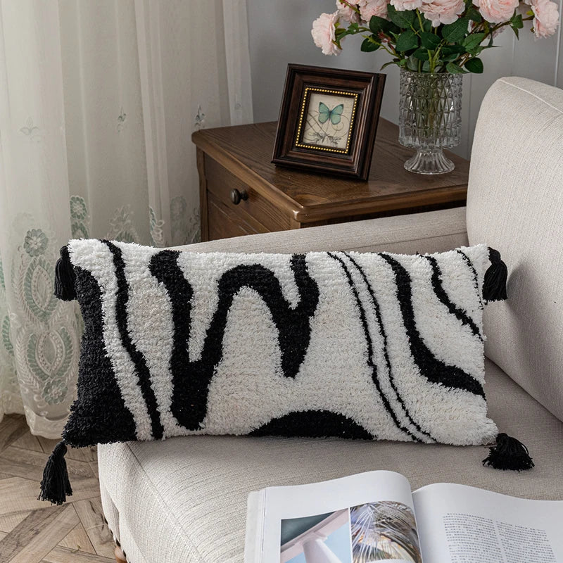 DecorBites™ Black Abstract Eye Pillow Cover for Home Decoration, 30x50cm/45x45cm