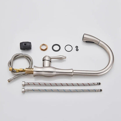 Grifo mezclador monomando extraíble DecorBites™ de níquel cepillado para cocina