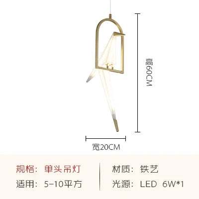 Lámpara de Araña Pájaro de Origami Jaula de Oro Decorbites™ - Accesorio de Iluminación Moderno para la Decoración del Hogar
