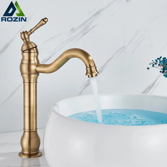 DecorBites™ Antique Brass Basin Faucet Single Handle Bathroom Mixer Tap