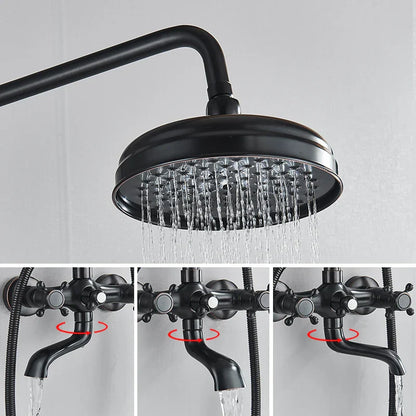 DecorBites™ Black Brass Rainfall Shower Mixer Faucet Set with 8" Showerhead and Handshower