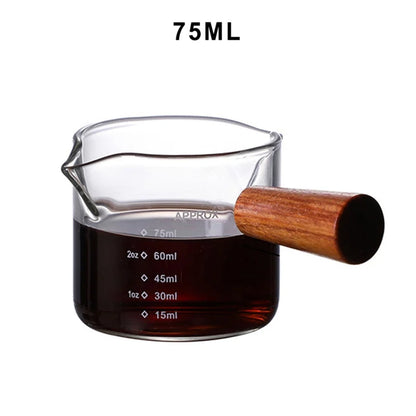 DecorBites™ Glass Espresso Milk Jug With Handle: Heat-resisting, Double/Single Mouth, Glass Scale Measure Mugs