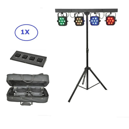 DecorBites™ LED Par Kit: 4 Slim Flat Par Lights, Stand, DMX Controller, Bag Package