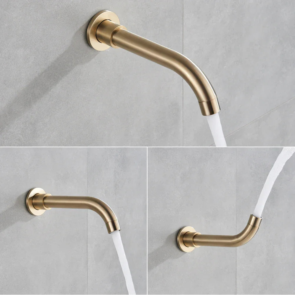 DecorBites™ Golden Bathtub Faucet with Rotating Spout and Wall Mount - Plastic Hand Shower