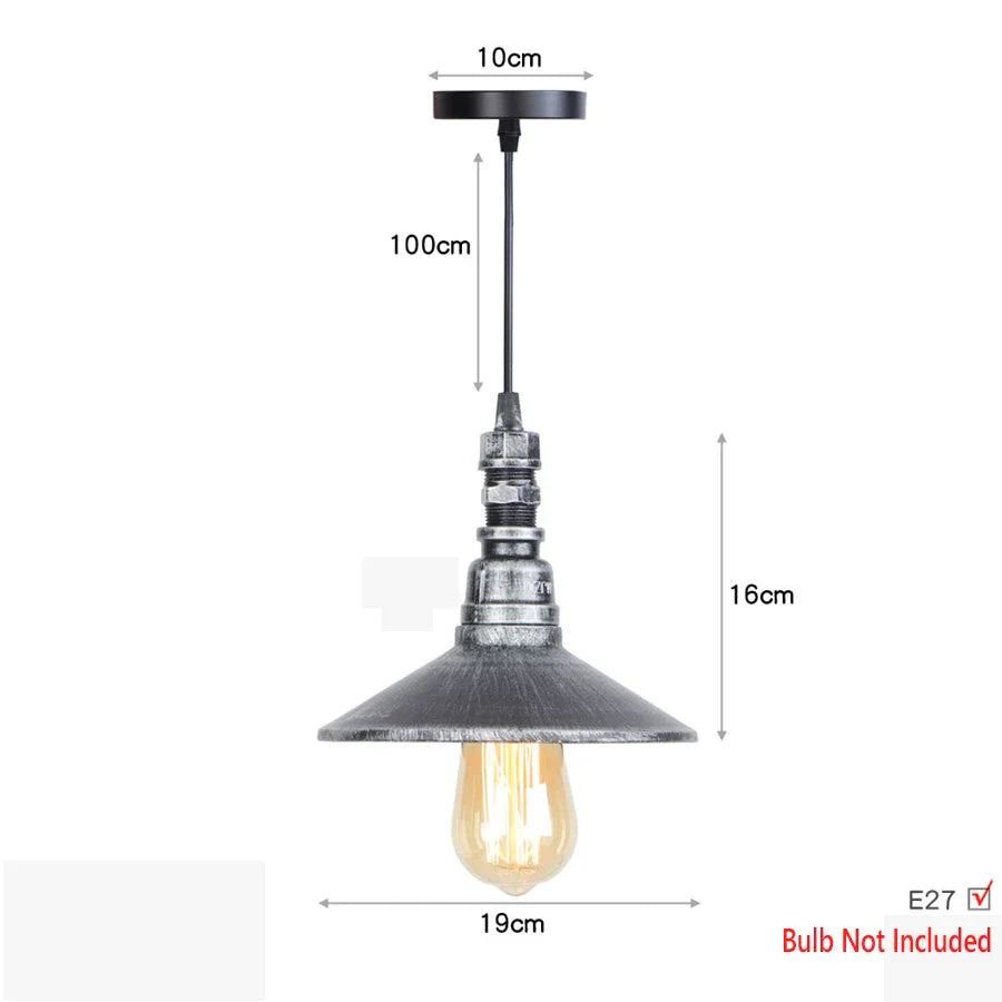 DecorBites™ Iron Pipe Pendant Lights Holder Retro Loft Indoor Ceiling Hanging Lamp