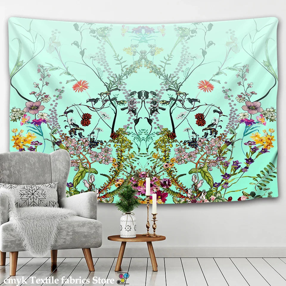 Floral Herbs Wild Flowers Tapestry Wall Hanging by Decobites