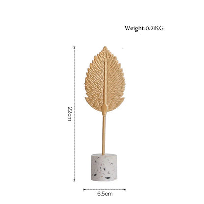 DecorBites™ Gold Leaf Decorations on Marble Base - Creative Metal Crafts for Home Decor