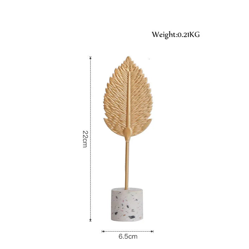 Decorbites™ Goldblatt-Dekorationen auf Marmorsockel – Kreative Metallhandwerkskunst für die Raumdekoration