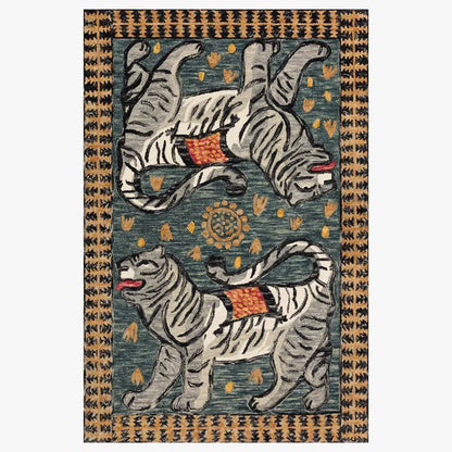 DecorBites™ Double Tiger Bohemian Moroccan Rug Retro Decor for Living Room