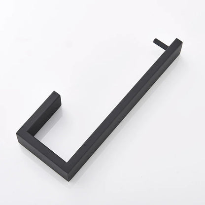 مجموعة أدوات الحمام السوداء من DecorBites™: خطاف رداء، قضيب مناشف، رف، حامل مناديل، منظم فرشاة أسنان