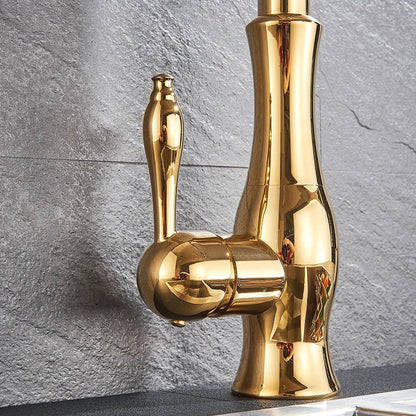 DecorBites™ Brass Kitchen Faucet Pull Out Sprayer High Arch Mixer Tap Kit