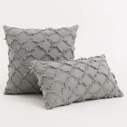 غطاء وسادة منسوج قطني بتصميم بوهو أسود من DecorBites™ لديكور غرفة النوم والسرير