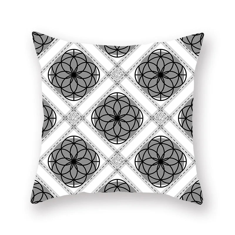 غطاء وسادة بطبعة خطوط نجمية هندسية من ديكوربايتس™ - للبيع بالجملة، 45×45 سم
