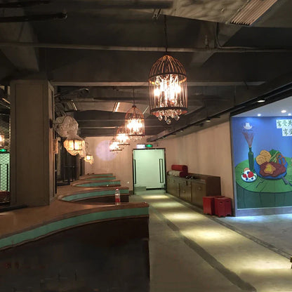 DecorBites™ Crystal Bird Cage Chandelier: Elegant Ceiling Light for Home, Restaurant, and Bar