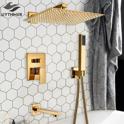 DecorBites™ Gold Rain Shower Bath Faucet Wall Mounted Shower Set
