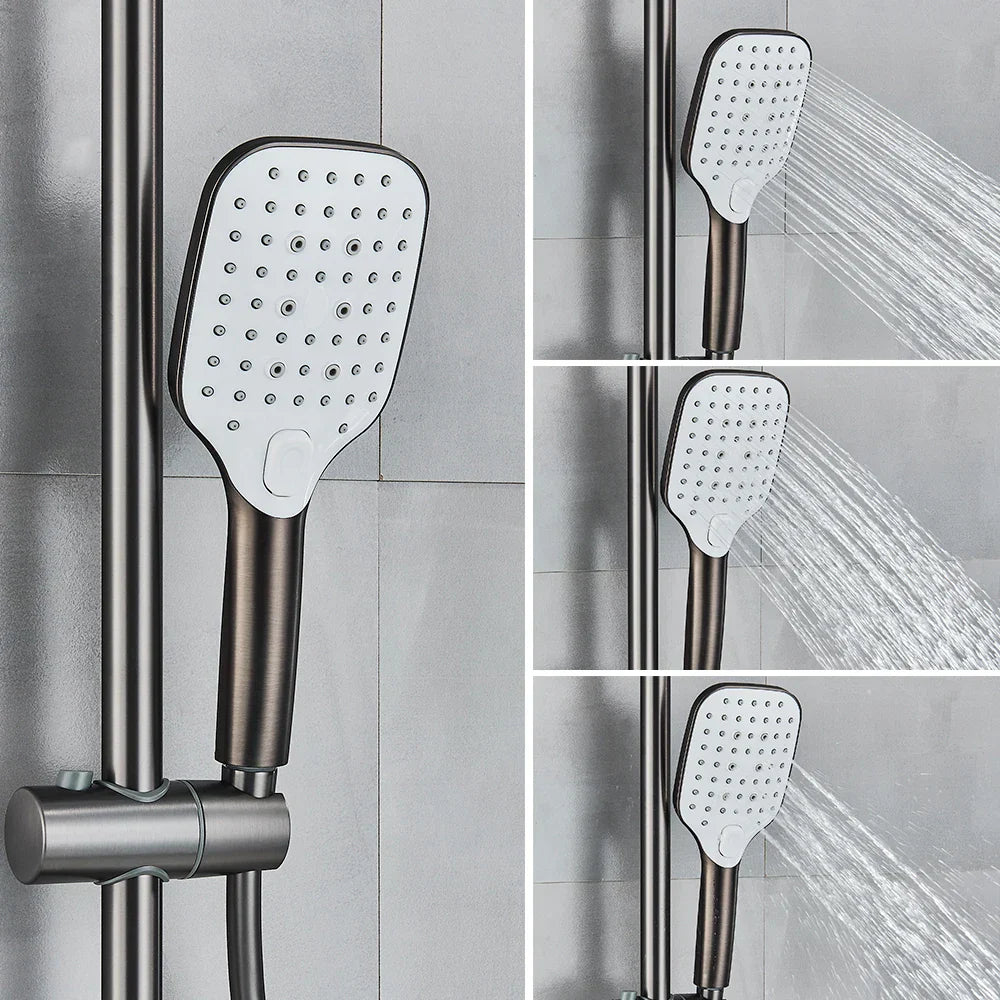 DecorBites™ Black Gray Wall Mounted Shower System Set with Bathtub Faucet