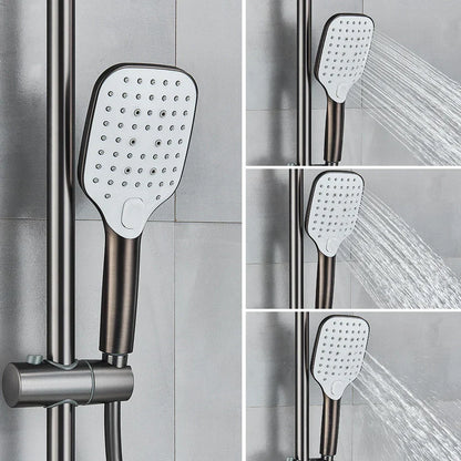 DecorBites™ Black Gray Wall Mounted Shower System Set with Bathtub Faucet