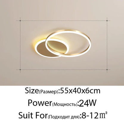 DecorBites™ LED Rings Ceiling Chandelier: Dimmable Living Room Lighting, Modern Parlor Foyer Decor