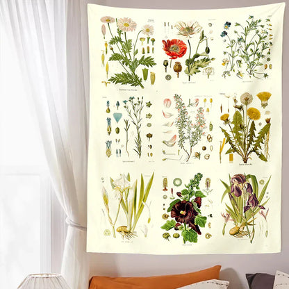 Decobites Wildflower Garden Tapestry Wall Hanging: Vintage Floral Art Tapestries for Colorful Home Decor