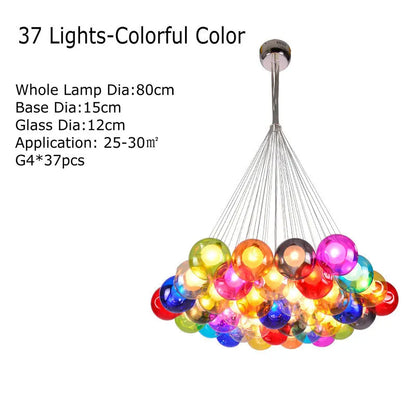 Decorbites™ Klar-Glas-Lüster mit bunten Wandlampen, LED-Hängeleuchte für Wohnzimmer und Kinderzimmer