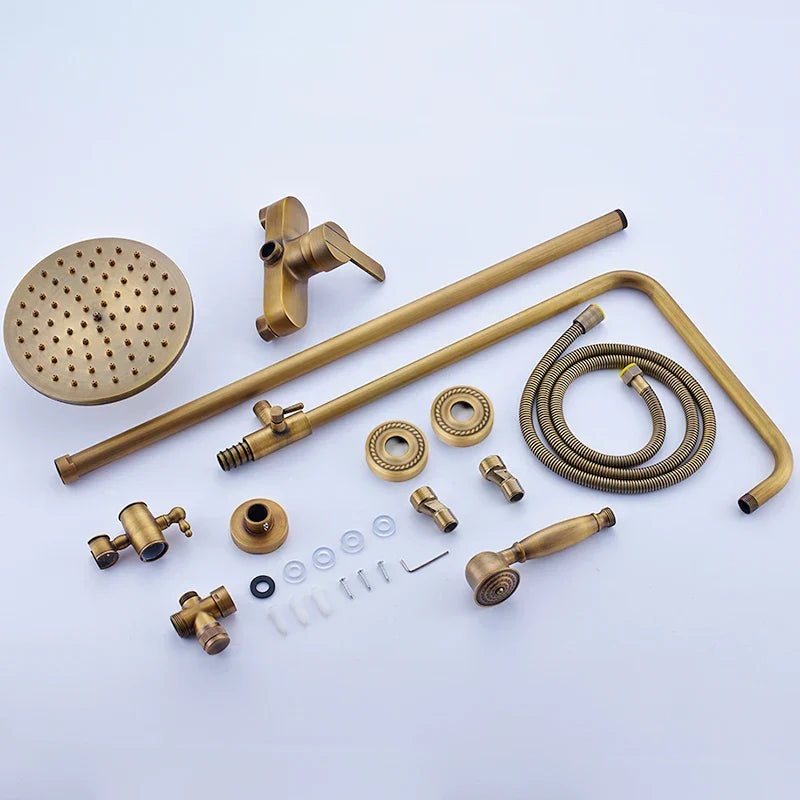 مجموعة دش DecorBites™ من النحاس العتيق مع دش يدوي، وصنبور رافعة لتساقط الأمطار