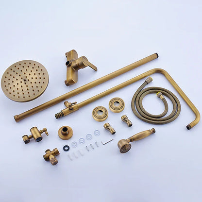 مجموعة دش DecorBites™ من النحاس العتيق مع دش يدوي، وصنبور رافعة لتساقط الأمطار