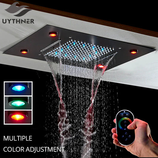 DecorBites™ LED Luxury Ceiling Embedded Shower Head Rainfall Colorful Bathroom Showers 304SUS